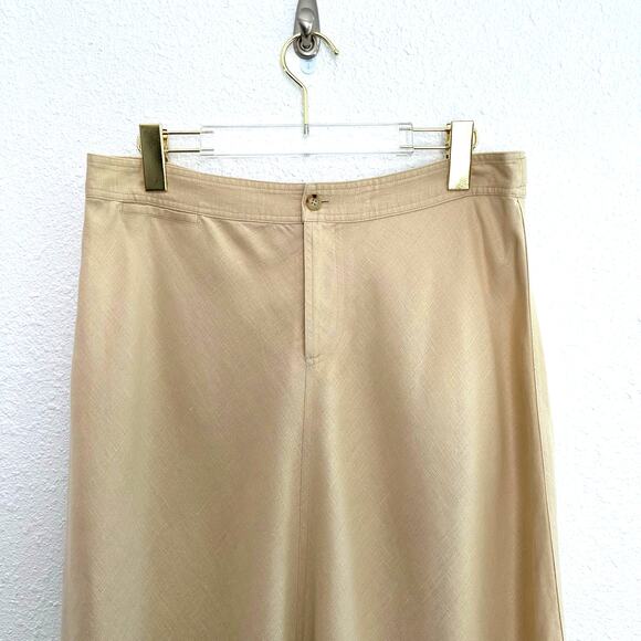 Lauren Ralph Lauren Maxi Linen Skirt Women Size 10 Tan Lined Modest Minimalist - Picture 3 of 7